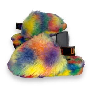 UGG Fluff Yeah "Pride" Slip-on Sandals Multicolor 1131770 Women's 6
